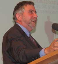 Krugman em palestra em Frankfurt, 2006.