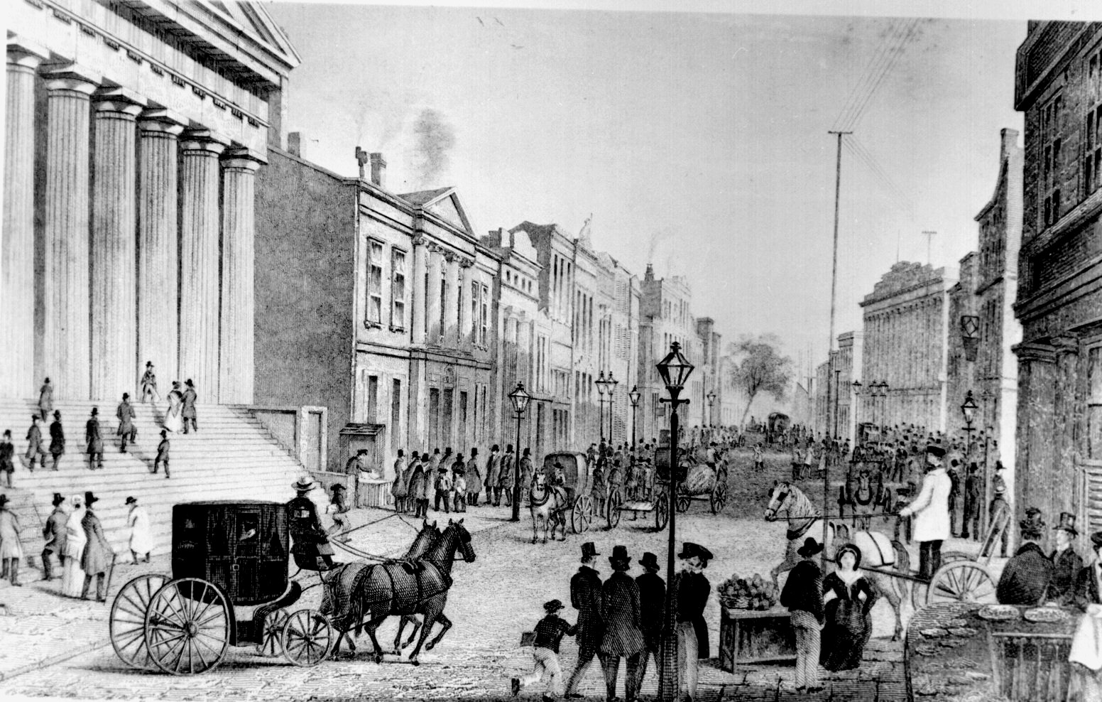 Vista de Wall Street a partir do cruzamento da Broad Street, 1867.